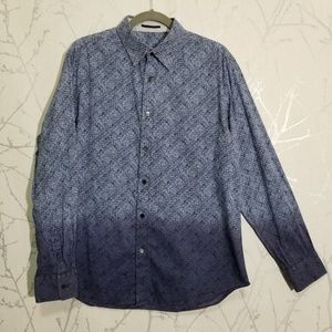 Elie Tahari Blue Ombre Geometric Print Shirt
